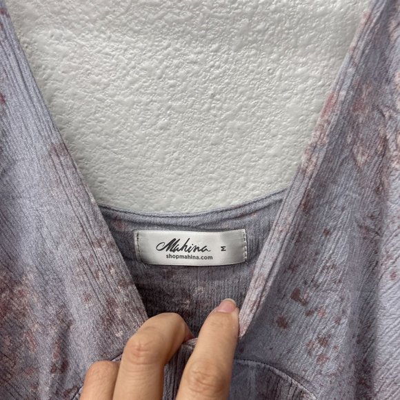 Mahina gray sleeveless strap maxi dress brown splatter boho Hawaii  Size: M - Picture 5 of 6